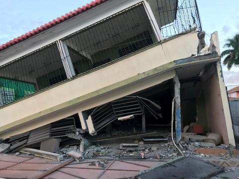 A home is seen collapsed after an earthquake in Guanica, Puerto Rico, January 7, 2020. PHOTO BY REUTERS/Ricardo Ortiz