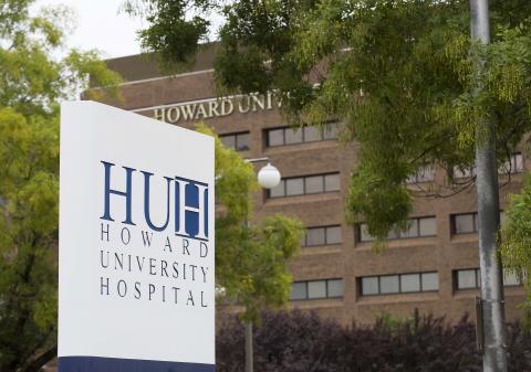 The sign for Howard University Hospital is pictured in Washington