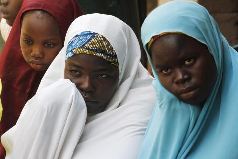 Internally displaced persons (IDP), who are victims of Boko Haram attacks, stay at the IDP camp for those fleeing violence from Boko Haram insurgents at Wurojuli, Gombe State