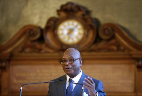 Mali's President Ibrahim Boubacar Keita delivers a speech during a conference at the Sorbonne University in Paris, France, October 21, 2015, as part of a three-day state visit to France. PHOTO BY REUTERS/Christian Hartmann