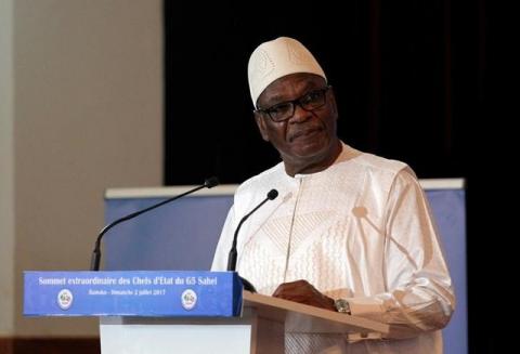 Malian president Ibrahim Boubacar Keita speaks during G5 Sahel summit at the Koulouba Presidential Palace in Bamako, Mali, July 2, 2017. PHOTO BY REUTERS/Luc Gnago