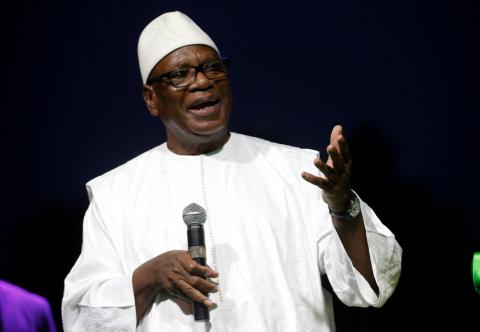 Ibrahim Boubacar Keita, president of Mali and candidate of Rally for Mali party (RPM), speaks during a rally, ahead of the second round of Mali's presidential election, in Bamako, Mali, August 10, 2018. PHOTO BY REUTERS/Luc Gnago