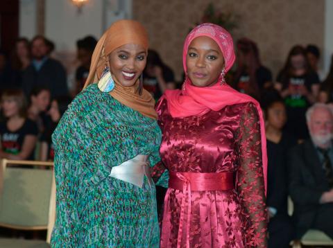 Irish-Somali FGM campaigner Ifrah Ahmed and American actress Aja Naomi King, who plays Ahmed in the film "A Girl From Mogadishu", on location in Dublin, Irealand. PHOTO BY REUTERS/Jerry McCarthy