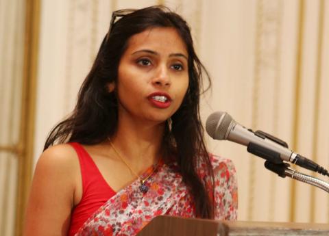 India's Deputy Consul General in New York, Devyani Khobragade, attends a Rutgers University event at India's Consulate General in New York