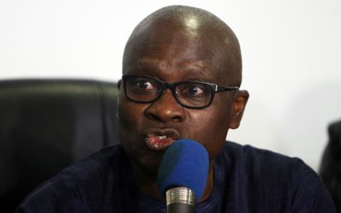 Lagos state health commissioner Jide Idris speaks about the update on the Ebola outbreak during a news conference in Lagos