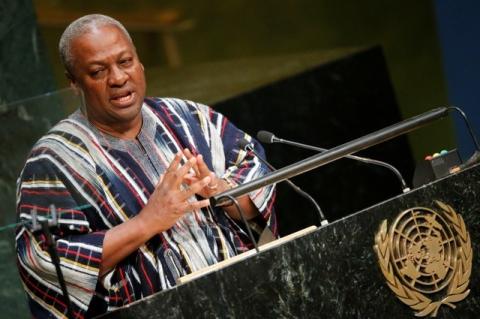 President John Dramani Mahama of Ghana addresses attendees during the 70th session of the United Nations General Assembly at the U.N. headquarters in New York, September 30, 2015. PHOTO BY REUTERS/Carlo Allegri