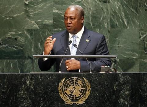 Ghana President John Dramani Mahama addresses the 69th United Nations General Assembly at United Nations Headquarters in New York, September 25, 2014. PHOTO BY REUTERS/Mike Segar