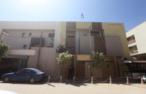 A view of the front of the Jordanian embassy in Tripoli