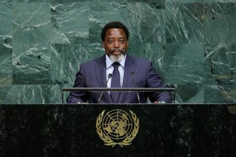 Joseph Kabila Kabange, President of the Democratic Republic of the Congo addresses the 72nd United Nations General Assembly at U.N. headquarters in New York, U.S., September 23, 2017. PHOTO BY REUTERS/Eduardo Munoz