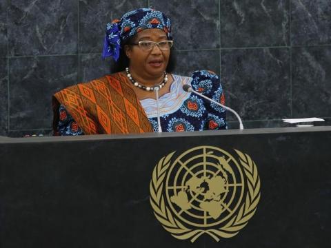 Malawi's President Joyce Hilda Mtila Banda addresses the 68th session of the United Nations General Assembly at the U.N. headquarters in New York