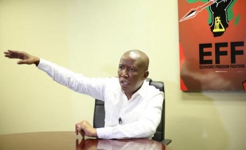 Julius Malema, the head of South Africa's ultra-left Economic Freedom Fighters party (EFF), gestures during an interview with Reuters in Johannesburg, South Africa, July 20,2017. PHOTO BY REUTERS/Siphiwe Sibeko