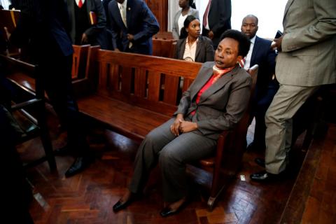 Kenya's Deputy Chief Justice Philomena Mwilu appears at the Milimani Law Court after she was arrested over alleged corruption in Nairobi, Kenya, August 29, 2018. PHOTO BY REUTERS/Baz Ratner