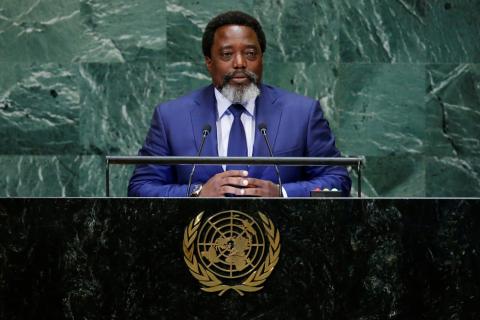 Joseph Kabila Kabange, President of the Democratic Republic of the Congo addresses the 73rd session of the United Nations General Assembly at U.N. headquarters in New York, U.S., September 25, 2018. PHOTO BY REUTERS/Eduardo Munoz