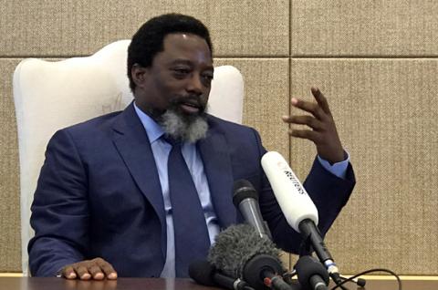 Democratic Republic of Congo's President Joseph Kabila speaks during a Reuters interview at the Palais de la Nation in Kinshasa, Democratic Republic of Congo, December 9, 2018. PHOTO BY REUTERS/Benoit Nyemba