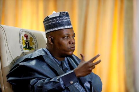 Kashim Shettima, governor of Borno state, gestures during an interview with Reuters in Maiduguri, Nigeria, November 23, 2017. PHOTO BY REUTERS/Afolabi Sotunde