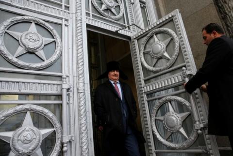 General Khalifa Haftar, commander in the Libyan National Army (LNA), leaves after a meeting with Russian Foreign Minister Sergei Lavrov in Moscow, Russia, November 29, 2016. PHOTO BY REUTERS/Maxim Shemetov