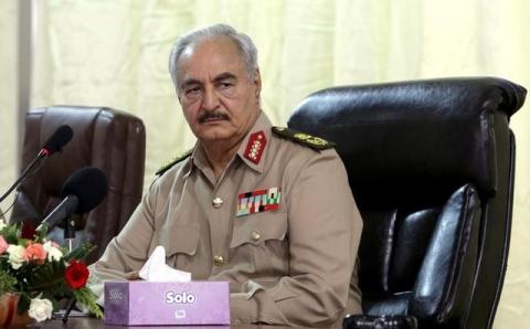 Libya's eastern-based commander Khalifa Haftar attends General Security conference, in Benghazi, Libya, October 14, 2017. PHOTO BY REUTERS/Esam Omran Al-Fetori