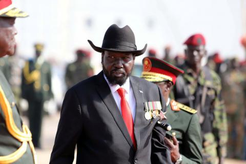 South Sudan's president Salva Kiir attends a medals awarding ceremony for long serving servicemen of the South Sudan People's Liberation Army (SPLA) in the Bilpam, military headquarters in Juba, South Sudan January 24, 2019. PHOTO BY REUTERS/Samir Bol