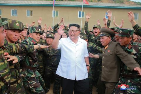 North Korea leader Kim Jong Un inspects Unit 1524 of the Korean People's Army (KPA) in this undated photo released by North Korea's Korean Central News Agency (KCNA), June 30, 2018. PHOTO BY REUTERS/KCN