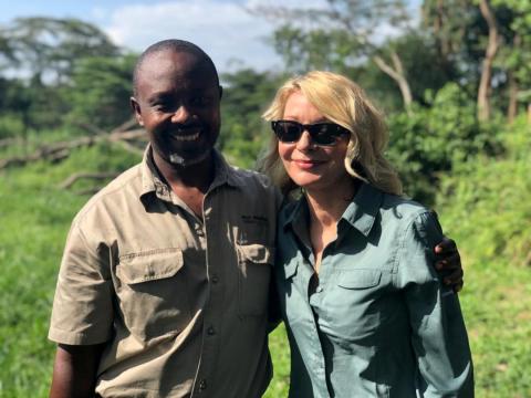 U.S. tourist Kimberly Sue Endicott poses with her guide, Jean Paul Mirenge in Uganda, April 7, 2019, in this image taken from social media. PHOTO BY REUTERS/Wild Frontiers