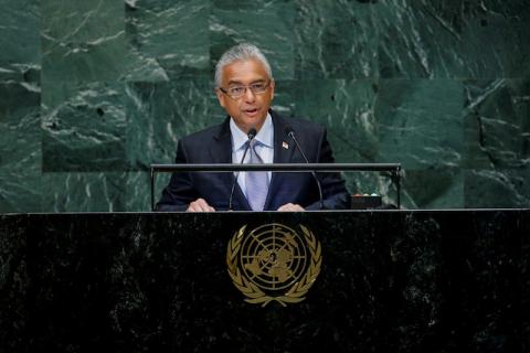 Mauritius Prime Minister Pravind Kumar Jugnauth addresses the 73rd session of the United Nations General Assembly at U.N. headquarters in New York, U.S., September 28, 2018. PHOTO BY REUTERS/Eduardo Munoz