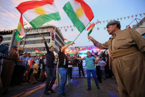 Kurds celebrate to show their support for the independence referendum in Duhok, Iraq, September 26, 2017. PHOTO BY REUTERS/Ari Jalal