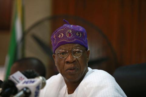 Minister of Information Lai Mohammed briefs the media on the town of Bama liberated from Boko Haram, during a news conference in Abuja, Nigeria, December 8, 2015. PHOTO BY REUTERS/Afolabi Sotunde