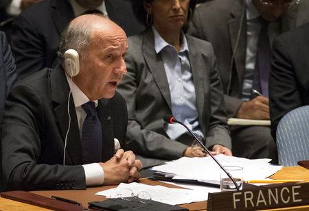 France's Foreign Minister Laurent Fabius speaks at the U.N. Security Council meeting on counter-terrorism during the United Nations General Assembly at the United Nations headquarters in Manhattan, New York, September 30, 2015. PHOTO BY REUTERS/Darren Ornitz