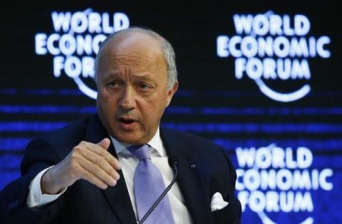 French Foreign Minister Laurent Fabius attends the session "The New Climate and Development Imperative" during the Annual Meeting 2016 of the World Economic Forum (WEF) in Davos, Switzerland, January 21, 2016. PHOTO BY REUTERS/Ruben Sprich