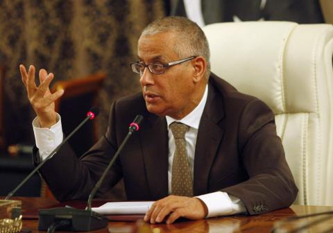 Libya's Prime Minister Ali Zeidan speaks during a joint news conference