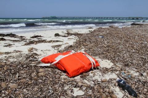 Life jacket washed up on the shore are pictured near a route frequented by migrants trying to cross the Mediterranean, near the coastal town of Zuwara, west of Tripoli, Libya, June 4, 2016. PHOTO BY REUTERS/Hani Amara