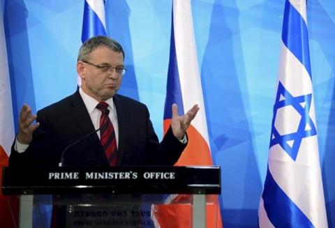 Czech Republic's Foreign Minister Lubomir Zaoralek and Israel's Prime Minister Benjamin Netanyahu (not pictured) deliver statements to the media before their meeting in Jerusalem, June 8, 2015. PHOTO BY REUTERS/Debbie Hill