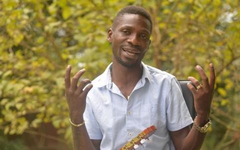 Kyadondo East Member of Parliament Robert Kyagulanyi Ssentamu commonly known as musician Bobi Wine speaks during a Reuters interview at his home in Magere North of Kampala, Uganda, July 23, 2017. PHOTO BY REUTERS/Matthias Mugisha