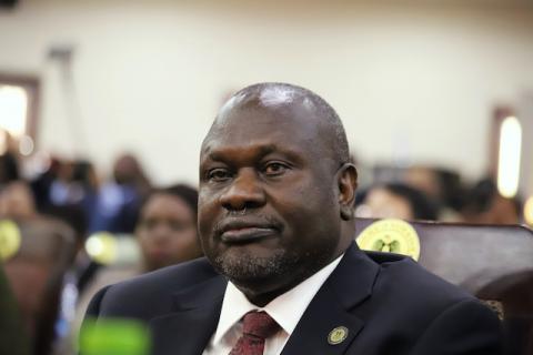 South Sudan's First Vice President Riek Machar attends his swearing-in ceremony at the State House in Juba, South Sudan, February 22, 2020. PHOTO BY REUTERS/Samir Bol