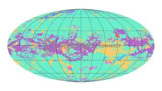 The first global geologic map of Saturn's largest moon, Titan, based on radar and visible and infrared images from NASA's Cassini mission, which orbited Saturn from 2004 to 2017, is seen after its release November 19, 2019. PHOTO BY REUTERS/NASA/JPL-Caltech/ASU