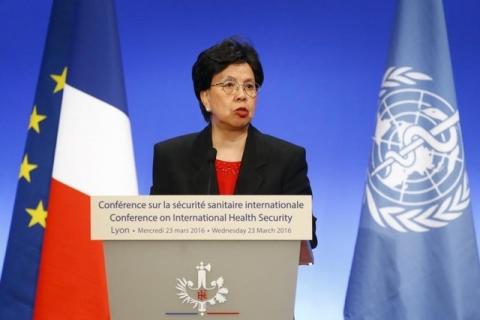 World Health Organization Director-General Margaret Chan delivers a speech during a summit on health and sanitary security in Lyon, France, March 23, 2016. PHOTO BY REUTERS/Francois Mori