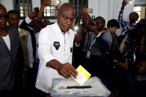 Martin Fayulu, Congolese joint opposition Presidential candidate, casts his vote at a polling station in Kinshasa, Democratic Republic of Congo, December 30, 2018. PHOTO BY REUTERS/Baz Ratner