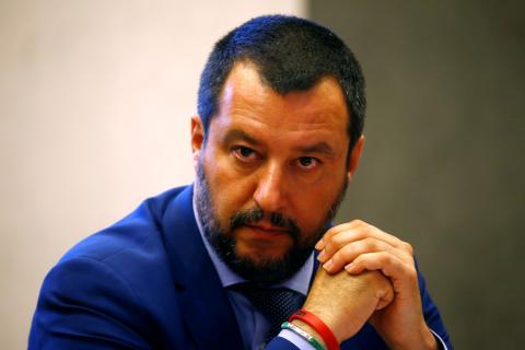 Italy's Interior Minister Matteo Salvini looks on during the news conference at the Viminale in Rome, Italy, June 20, 2018. PHOTO BY REUTERS/Stefano Rellandini