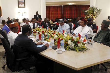 Presidents of Nigeria, Chad, Niger and Benin attend Summit of Heads of State and Governments of the Lake Chad Basin Commission (LCBC) at the presidential wing of the Nnamdi Azikiwe international airport Abuja, Nigeria, June 11, 2015. PHOTO BY REUTERS/Afolabi Sotunde