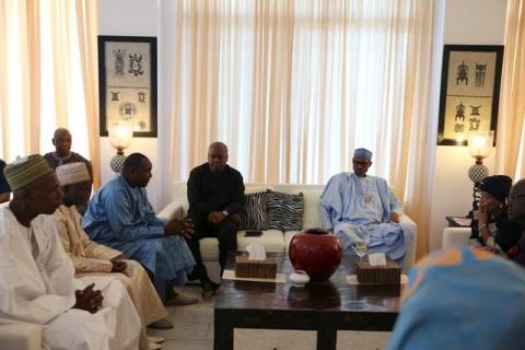 Gambia's President-elect Adama Barrow meets with delegation of West African leaders on election crisis in Banjul, Gambia, December 13, 2016. PHOTO BY REUTERS/Afolabi Soktunde