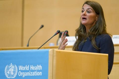 Melinda Gates, Co-chair of the Bill & Melinda Gates Foundation, addresses the 67th World Health Assembly at the United Nations European headquarters in Geneva