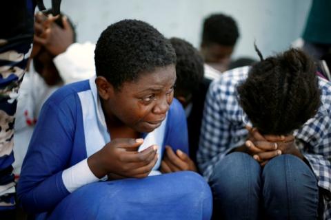 Migrants arrive at a naval base after they were rescued by Libyan coastal guards in Tripoli, Libya, November 6, 2017. PHOTO BY REUTERS/Ahmed Jadallah