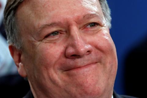 U.S. Secretary of State Mike Pompeo attends a NATO foreign ministers meeting at the Alliance's headquarters in Brussels, Belgium, April 27, 2018. PHOTO BY REUTERS/Yves Herman