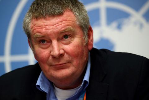 Mike Ryan, emergencies chief at the World Health Organization (WHO), attends a news conference on the Ebola outbreak in the Democratic Republic of Congo at the U.N. headquarters in Geneva, Switzerland, May 3, 2019. PHOTO BY REUTERS/Denis Balibouse