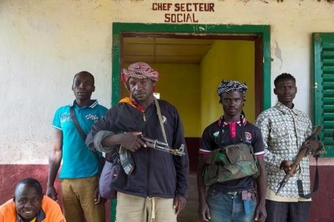 Members of the of the Anti-Balaka armed militia pose as they display their weapons in the in the town of Bocaranga, Central African Republic, April 28, 2017. PHOTO BY REUTERS/Baz Ratner