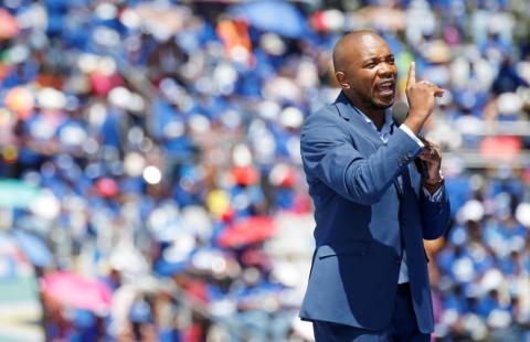 Leader of South African opposition party, the Democratic Alliance (DA) Mmusi Maimane speaks during the party's election manifesto launch in Johannesburg, South Africa, February 23, 2019. PHOTO BY REUTERS/Siphiwe Sibeko