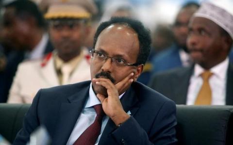 Somalia's newly elected President Mohamed Abdullahi Farmaajo attends his inauguration ceremony in Somalia's capital Mogadishu, February 22, 2017. PHOTO BY REUTERS/Feisal Omar