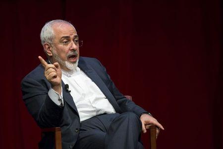 Iranian Foreign Minister Mohammad Javad Zarif speaks at the New York University (NYU) Center on International Cooperation in New York, April 29, 2015. PHOTO BY REUTERS/Lucas Jackson