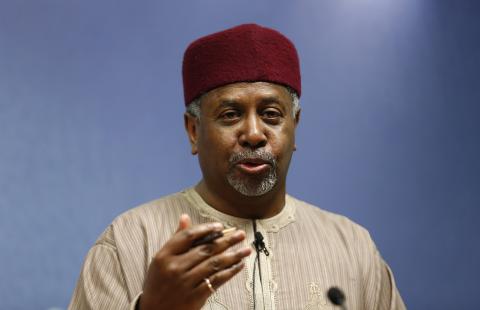 Nigeria's National Security Advisor Mohammed Sambo Dasuki listens to a question after his address at Chatham House in London, January 22, 2015. PHOTO BY REUTERS/Andrew Winning