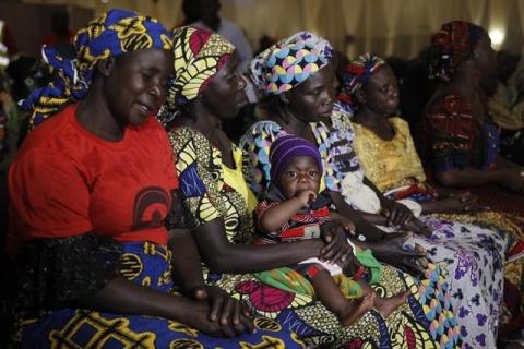 Parents of the Chibok girls attend a meeting with Nigeria's President Muhammadu Buhari at the presidential villa in Abuja, Nigeria, January 14, 2016. PHOTO BY REUTERS/Afolabi Sotunde